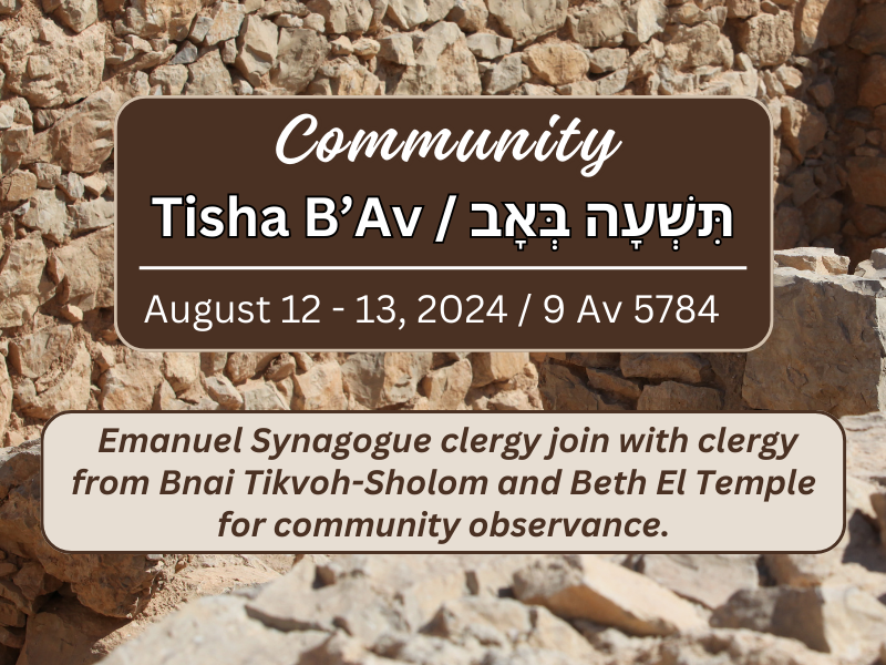 WH Congregations Observe Tisha B'Av
